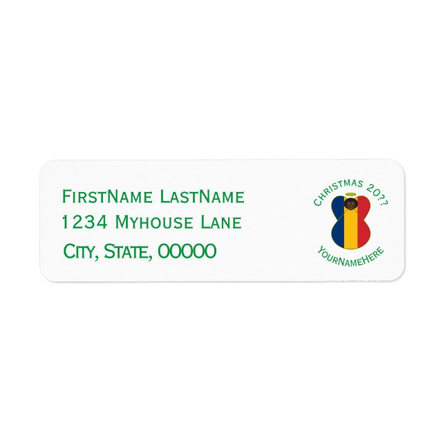 Chadian Flag Christmas Angel Return Address (Front)