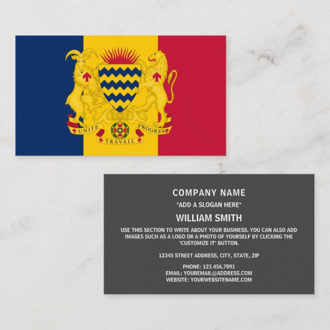 Chadian Flag & Coat of Arms, Flag of Chad Business Card (Front/Back)