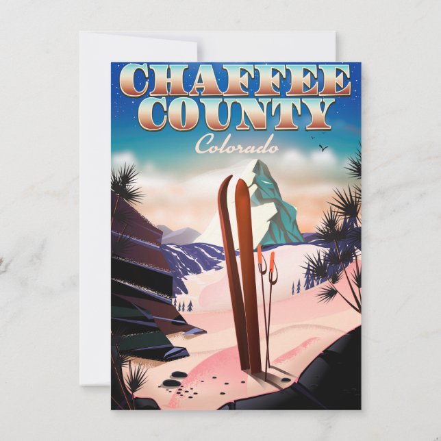 Chaffee County, Colorado ski poster. Invitation (Back)