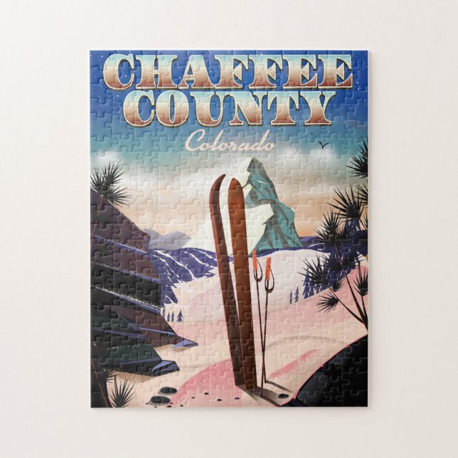 Chaffee County, Colorado ski poster. Jigsaw Puzzle (Vertical)
