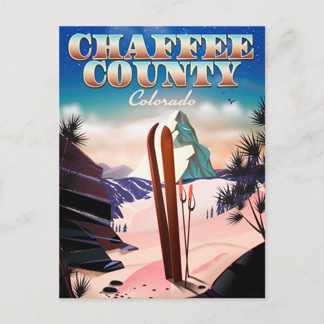 Chaffee County, Colorado ski poster. Postcard (Front)