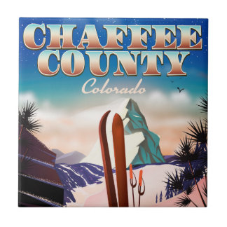 Chaffee County, Colorado ski poster. Tile