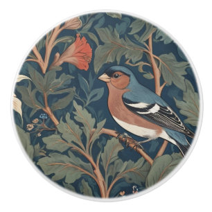 Chaffinch William Morris style Left facing Bird Ceramic Knob