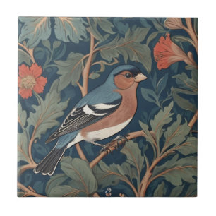 Chaffinch William Morris style Right facing Bird Tile