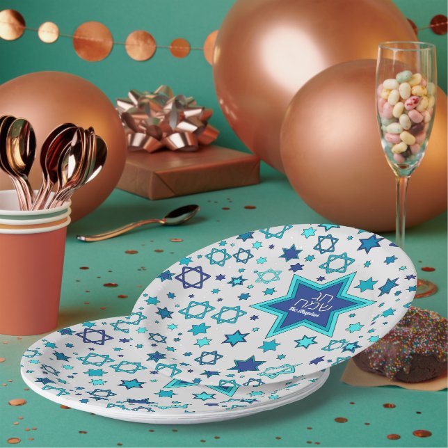 Chag Sameach Star Personalised Paper Plate (Multi)