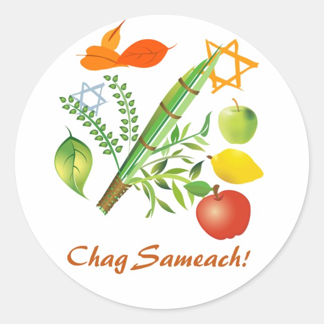 Chag Sameach Sukkot Classic Round Sticker (Front)