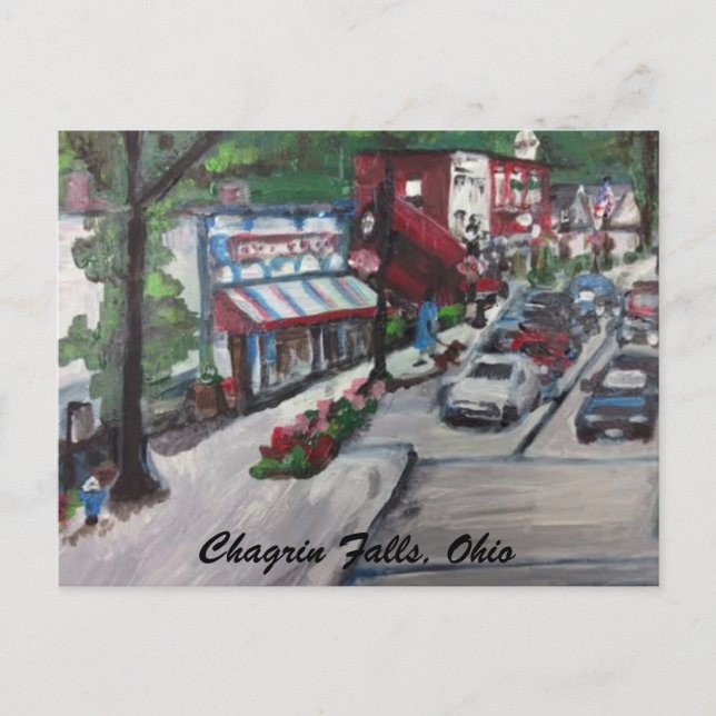 Chagrin Falls, Ohio Street Scene Painting Postcard (Front)