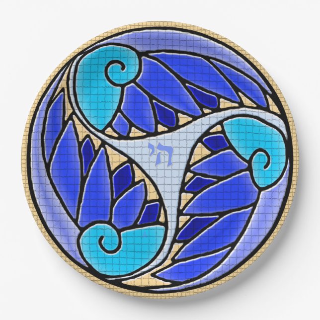 Chai Art Nouveau Mosaic  Paper Plate (Front)