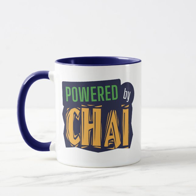 chai? Funny  Chai Indian Food Pun Powered By Chai Mug (Left)
