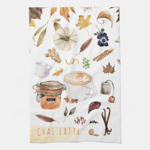 Chai Latte Recipe   Thanksgiving Friendsgiving Tea Towel