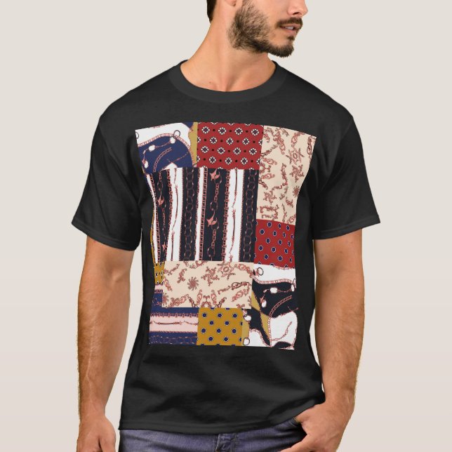 Chain Baroque Rope Geometric Pattern T-Shirt (Front)