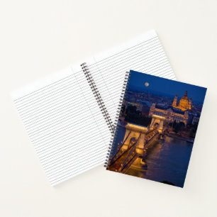 Chain Bridge and Full Moon at Night Notebook