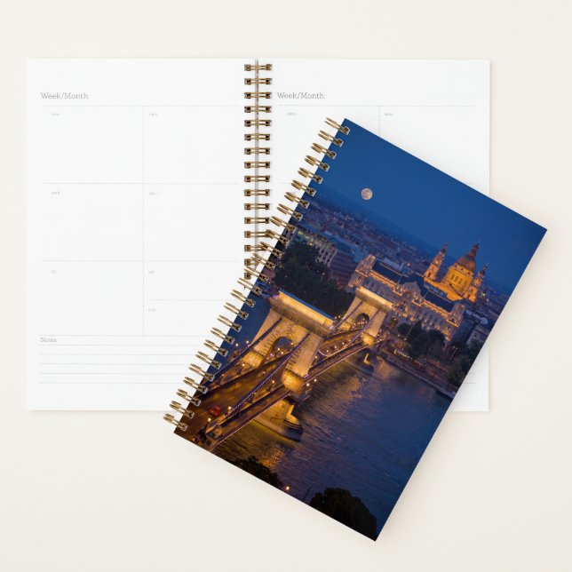 Chain Bridge and Full Moon at Night Planner (Display)