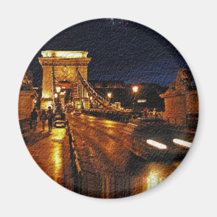 Chain Bridge(Budapest) at Night(1) Magnet