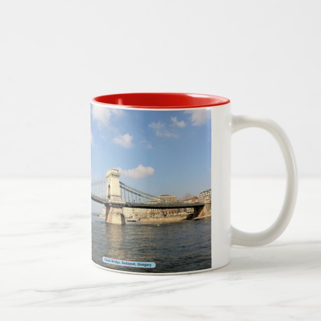 Chain Bridge, Budapest, Hungary Two-Tone Coffee Mug (Right)