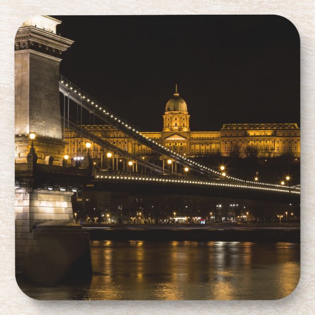 Chain Bridge with Buda Castle Hungary Budapest Coaster (Front)