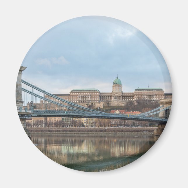 Chain Bridge with Buda Castle Hungary Budapest Magnet (Front)