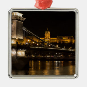 Chain Bridge with Buda Castle Hungary Budapest Metal Tree Decoration