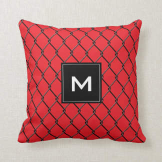 Chain Link Fence - Metal and Red Coloured pillow
