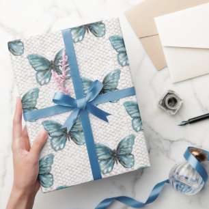 Chain Link Fence on Butterfly  Wrapping Paper