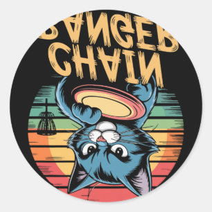 Chain Nger Disc Golf Cat Humour Classic Round Sticker