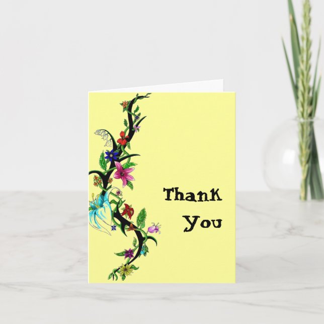 Chain-of-flowers Thank You Note Card (Front)