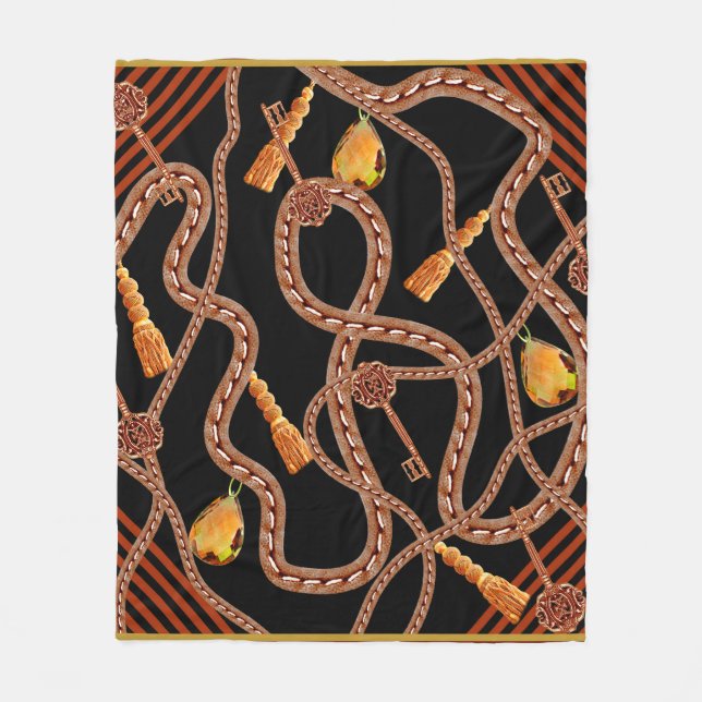 Chain pattern, scarf pattern. scarf design baroque fleece blanket (Front)