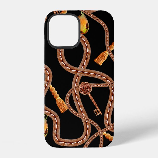 Chain pattern, scarf pattern. scarf design baroque iPhone case (Back)