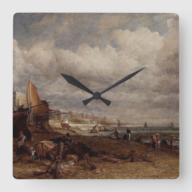 Chain Pier in Brighton by John Constable Square Wall Clock (Front)