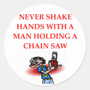 chain saw classic round sticker