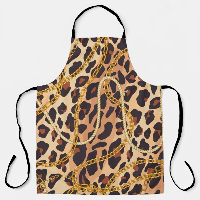 Chain seamless pattern. Animal print. Baroque tren Apron (Front)