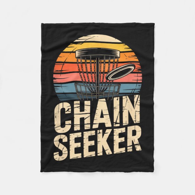 Chain Seeker Retro Disc Golf Sket Chains  Fleece Blanket (Front)
