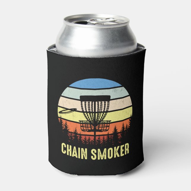 Chain Smoker Disc Golf best golf gifts Can Cooler (Can Front)