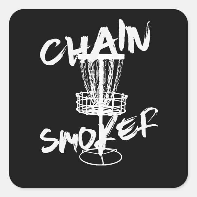 Chain Smoker Disc Golf Golfer Frisbee Player Square Sticker (Front)
