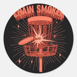Chain Smoker Disc Golf Sket Fun Graphic Classic Round Sticker