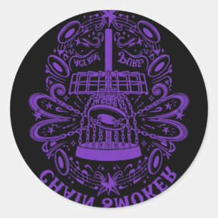 Chain Smoker Funny Disc Golf Design Ace Run Pure Classic Round Sticker