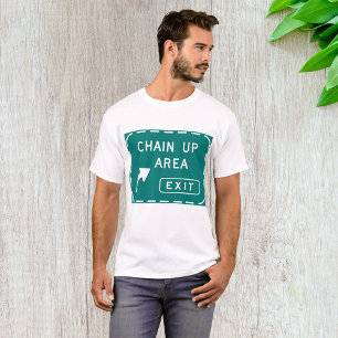 Chain Up Area Road Sign T-Shirt