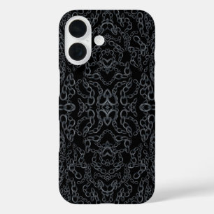 Chained Abstract Mirrored Image Gray On Black Art iPhone 16 Case