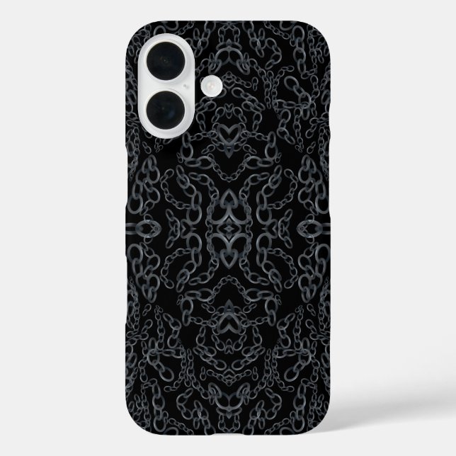 Chained Abstract Mirrored Image Gray On Black Art Case-Mate iPhone Case (Back)