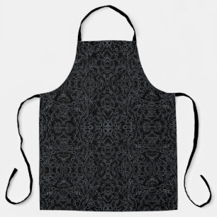 Chained Abstract Mirrored Image Grey On Black Art Apron