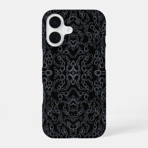 Chained Abstract Mirrored Image Grey On Black Art iPhone 16 Case