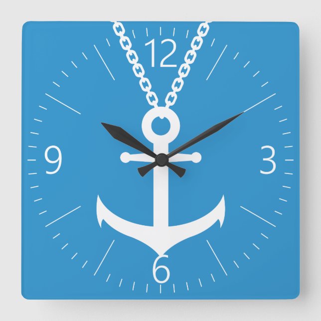 Chained anchor square wall clock (Front)