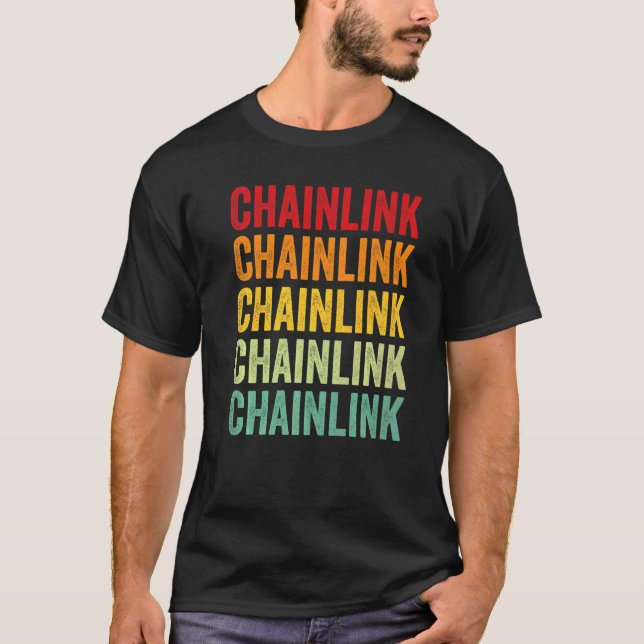 Chainlink Crypto Rainbow Text T-Shirt (Front)