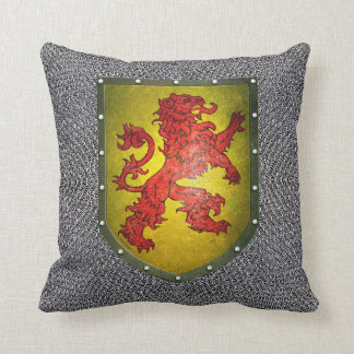 Chainmail Background Metal Shield Red Lion Cushion