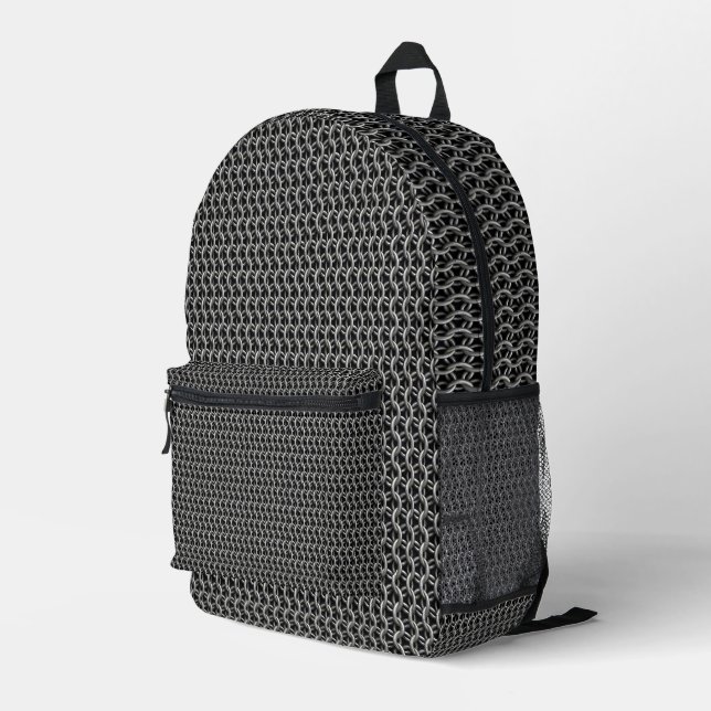 Chainmail Medieval Armor Printed Backpack (Back Corner Right)