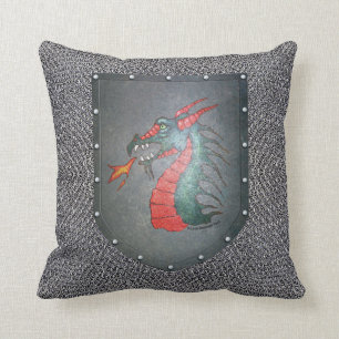 Chainmail Metal Shield Dragon Cushion