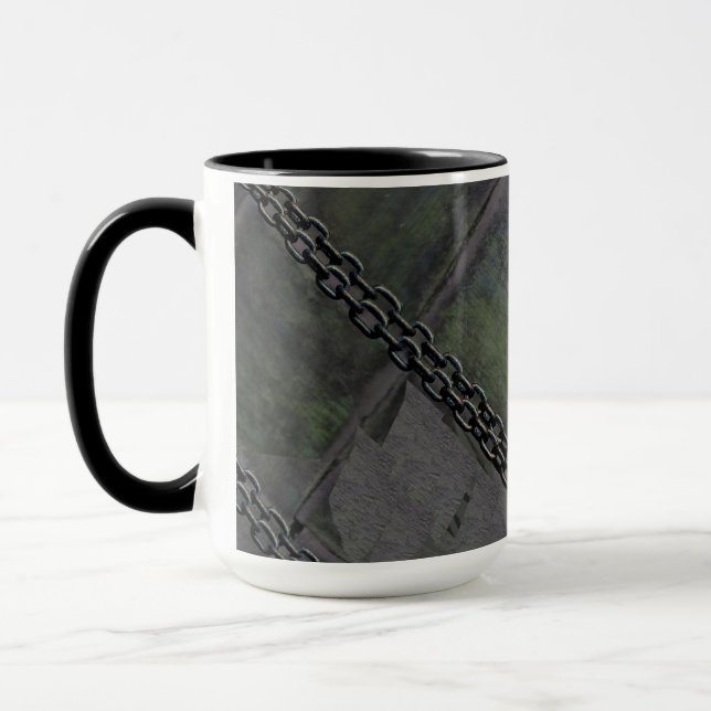 Chains on Vintage Wood Mug (Left)