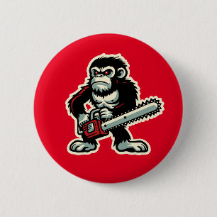 Chainsaw Chimp 6 Cm Round Badge