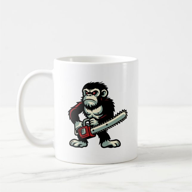 Chainsaw Chimp Coffee Mug (Left)