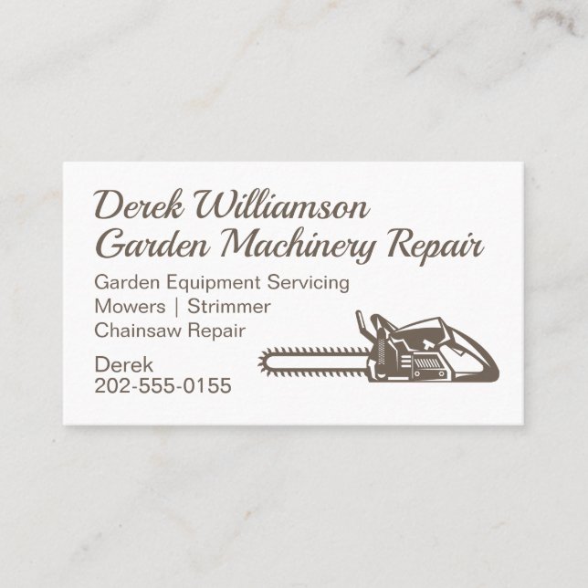 Chainsaw Garden Machinery Repair Business Card (Front)